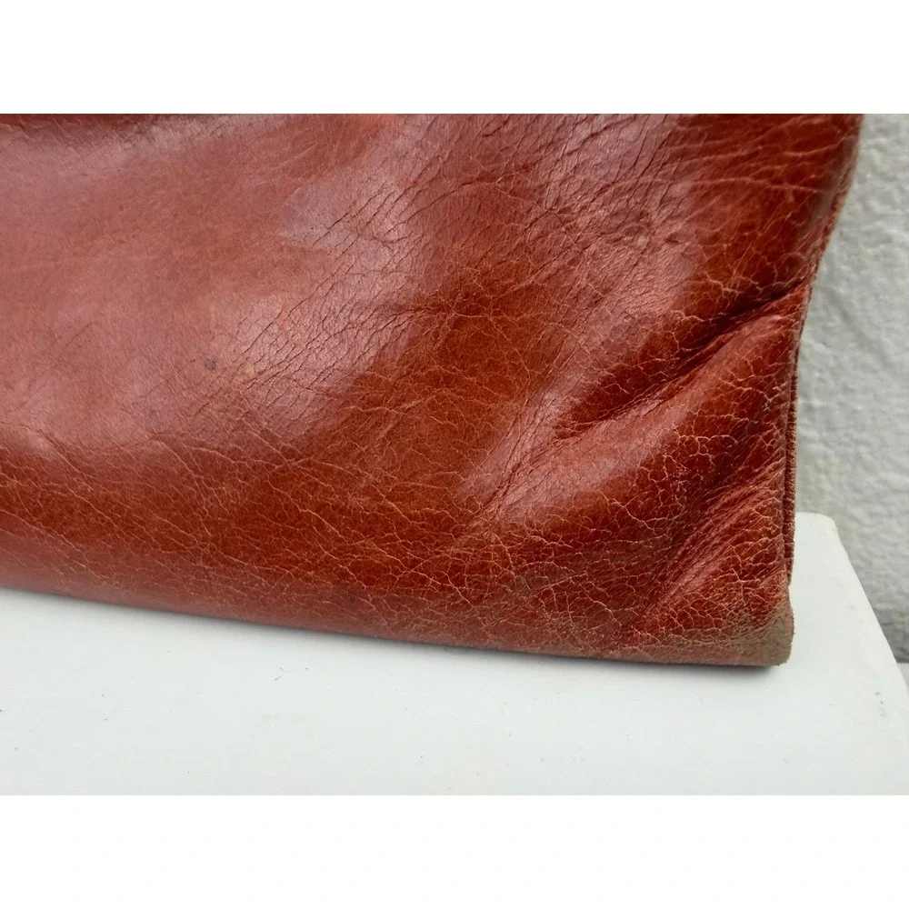HOBO Leather Frame Clutch Wallet Cognac Kisslock Organizer RFID Brown
